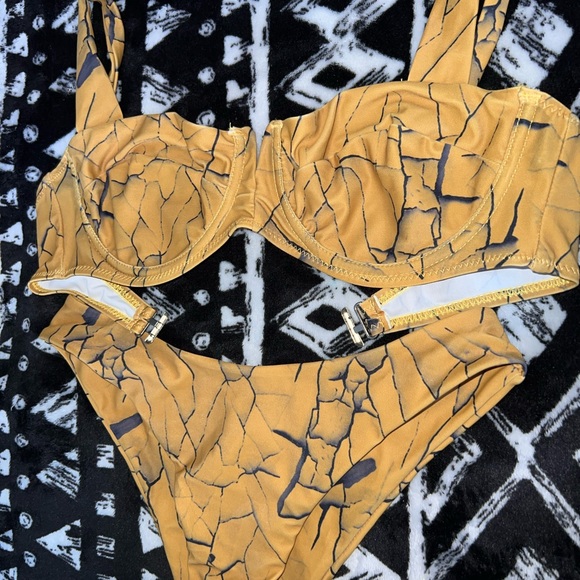 2 Piece Bathing Suit/ Bikini  (Yellow/Marble) - Picture 2 of 2